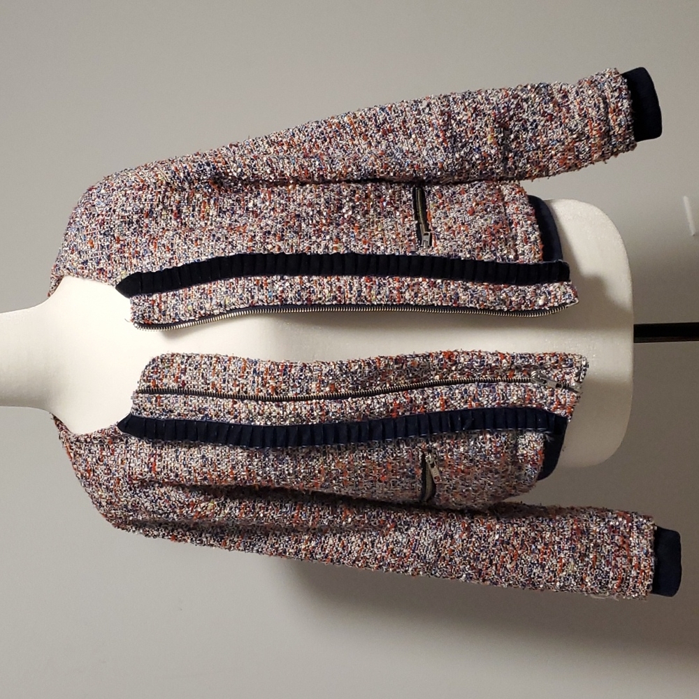 Parker Boucle and Velvet Bomber Jacket Size M